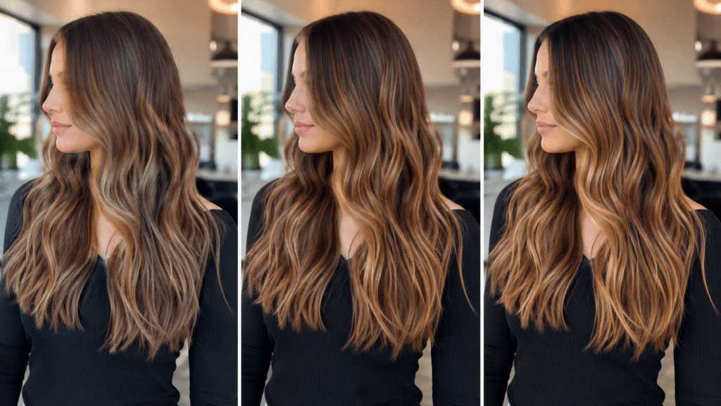 Karamell Balayage für braunes Haar